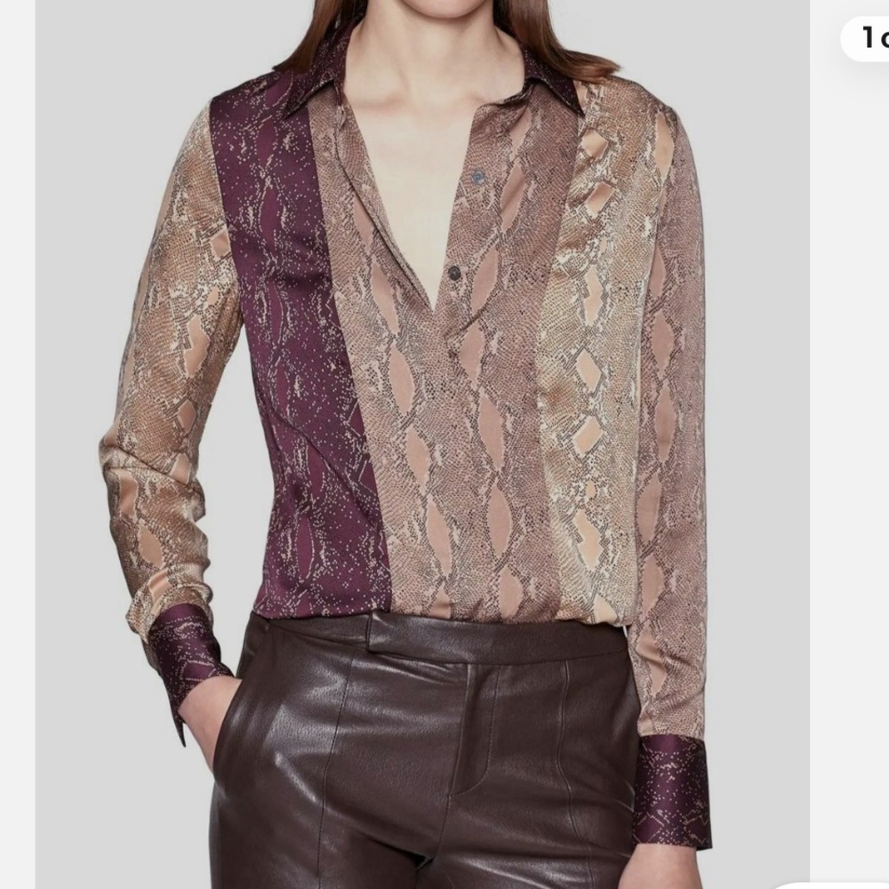 Equipment Femme Paneled Multicolor Snake Print Button Down Shirt - Picture 8 of 8